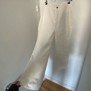 Reformation mint condition white cream denim high waisted flare pants size 30